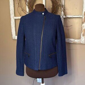 NWT Talbots boiled wool moto jacket blazer coat navy blue women’s size 4 petite